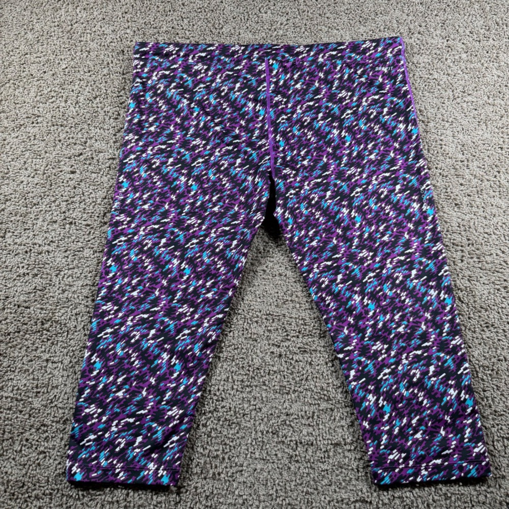 Nike Dri-FIT Pixel Capri Leggings womens 2X purple yoga gym stretch plus pants - Picture 6 of 9